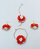Daizy Floral Applique Detailed Pearls Embellished Jewellery Set - Orange