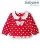 Babyoye 100% Cotton Knit Eco Jiva Finish Full Sleeves Top with Butterfly & Polka Dots - Red