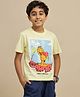 Kidsville Cotton Knit Garfield Featuring Half Sleeves Character Printed Tee - Yellow