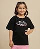 Kidsville Cotton Knit Hello Kitty Featuring Half Drop Shoulder Sleeves Character Printed Tee - Black