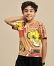 Kidsville Cotton Knit The Lion King Featuring Half Sleeves Simba Printed Tee - Brown