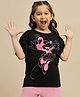 Kidsville Cotton Knit Mickey & Friends Featuring Half Sleeves Minnie Mouse Printed Tee - Black