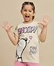 Kidsville Cotton Knit Peanuts Featuring Half Sleeves Snoopy Printed Tee - Beige
