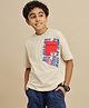 Kidsville Cotton Knit DC Comics Featuring Half Sleeves Superman Printed Tee - Beige