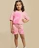Kidsville Cotton Knit Mattel Featuring Half Sleeves Barbie Text Printed Tee & Coordinating Shorts Set - Pink