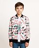 CAVIO Cotton Woven Full Sleeves Geometric & Typography Printed Jacket With Tee - Turquoise Blue & Pink
