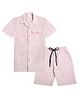 CAVIO Cotton Woven Half Sleeves Self Design Coordinating Shirt & Shorts Set - Lavender