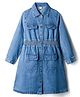 Hola Bonita Cotton Knit Full Sleeves Denim Shirt Dress With Pockets - Blue