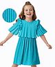 Hola Bonita Knit Half Sleeves Pleated Dress with Frill Detailing - Light Blue
