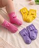 Cute Walk by Babyhug Knit Ankle Length Socks with 3D Pompom Applique Pack of 3 - Multicolor