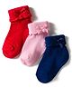 Cute Walk by Babyhug Knit Ankle Length Socks with 3D Bow Applique Pack of 3 - Multicolor