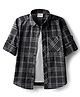 Rikidoos Full Sleeves Checked Shirt With Attached Tee - Black & Grey