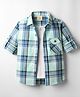 Rikidoos Full Sleeves Checked Shirt With Attached Tee - Sea Green & White