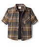 Rikidoos Full Sleeves Checked Shirt With Attached Tee - Brown & Black