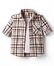 Rikidoos Full Sleeves Checked Shirt With Attached Tee - Beige & White