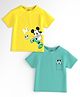 Nautinati Cotton Knit Pack Of 2 Disney Mickey & Friends Featuring Half Sleeves Character Printed Tees - Yellow & Teal Blue