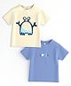 Nautinati Cotton Knit Pack Of 2 Half Sleeves Crab Printed Tees - Blue & White