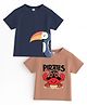 Nautinati Cotton Knit Pack Of 2 Half Sleeves Crab & Toucan Printed Tees - Brown & Black