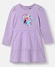 Nautinati Cotton Knit Disney Frozen Featuring Full Sleeves Anna & Elsa Printed Layered Dress - Purple