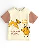 Nautinati Cotton Knit Disney Lion King Featuring Half Sleeves Characters Printed Tee - Off White & Brown