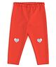 Nautinati Cotton Lycra Knit Heart Glitter Printed Leggings - Red