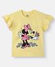 Nautinati Cotton Knit Disney Mickey & Friends Featurng Frill Sleeves Minnie Mouse Printed Top - Yellow