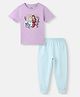 Nautinati Cotton Disney Frozen Featuring Half Sleeves Elsa & Anna Printed Top & Joggers Set - Purple