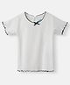 Nautinati Cotton Knit Half Sleeves Ribbed Placket Trim Detailed Top - White