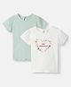 Nautinati Cotton Knit Pack Of 2 Half Sleeves Little Mermaid Text Printed & Solid Tees - Blue & White