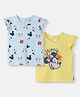 Nautinati Cotton Knit Disney Mickey & Friends Featuring Pack Of 2 Frill Sleeves Minnie Mouse Printed Tops - Blue & Yellow