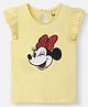 Nautinati Cotton Knit Disney Mickey & Friends Featuring Frill Sleeves Minnie Mouse Printed Top - Yellow