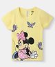 Nautinati Cotton Knit Disney Mickey & Friends Featuring Half Sleeves Minnie Mouse Printed Tee - Yellow