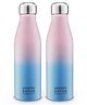 Sanjeev Kapoor Classic Essentials Stainless Steel Agua Water Bottle For Sports, School, Home, Office, Travel 1000 ml Bottle (Pack of 2, Pink, Blue, Steel)