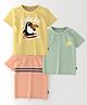 Nautinati Cotton Knit Pack Of 3 Half Sleeves Pineapple & Toucan Printed Tees - Green Yellow & Peach