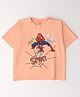 Nautinati Cotton Knit Marvel Featuring Half Sleeves Spider Man Printed Tee - Peach
