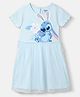 Nautinati Cotton Knit Disney Lilo & Stitch Featuring Half Sleeves Character Printed Dress - Blue