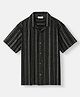 Nautinati Knit Half Sleeves Striped Shirt - Black