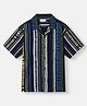 Nautinati Knit Half Sleeves Striped Shirt - Blue