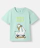 Nautinati Cotton Knit Half Sleeves Beach Party Text Printed Tee - Green