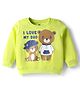 Doodle Poodle 100% Cotton Looper Knit Light Weight Full Sleeves Sweatshirt Bear Print - Limegreen