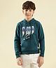 Lil Tomatoes Cotton Fleece Knit Full Sleeves Text Printed Sweatshirt - Teal