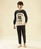Lil Tomatoes Cotton Knit Full Sleeves Typography Printed Night Suit Set - Cream