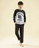 Lil Tomatoes Cotton Knit Full Sleeves Typography Printed Night Suit Set - Blue