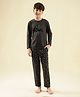 Lil Tomatoes Cotton Knit Full Sleeves Howl Text Printed Night Suit Set - Charcoal