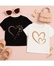 Luke and Lilly Cotton Knit Pack Of 2 Half Sleeves Hearts & Butterflies Printed Tees - Black & White