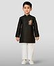 JBN Creation Cotton Woven Ganesh Chaturthi Theme Full Sleeves Lord Ganesha Printed Kurta Pyjama Set - Black