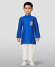 JBN Creation Cotton Woven Ganesh Chaturthi Theme Full Sleeves Lord Ganesha Printed Kurta Pyjama Set - Blue