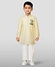 JBN Creation Cotton Woven Janmasthami Theme Full Sleeves Lord Krishna Printed Kurta Pyjama Set - Cream