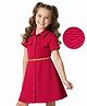 Hola Bonita Knit Half Sleeves Solid Colour Shirt Dress With Belt - Maroon