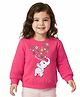 Doodle Poodle 100% Cotton Knit Light Weight Full Sleeves Pullover Sweatshirt with Elephant Print - Dark Pink